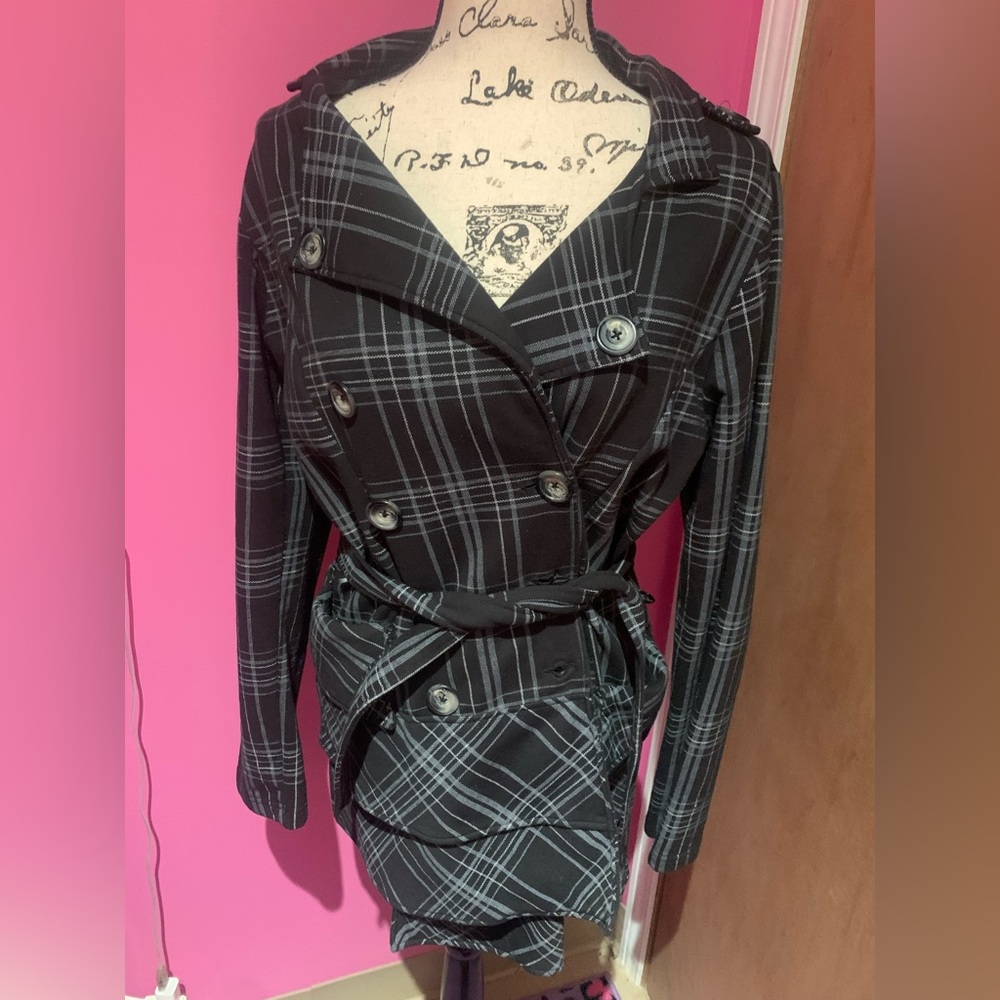 Juniors Plaid Dress Coat size Largw